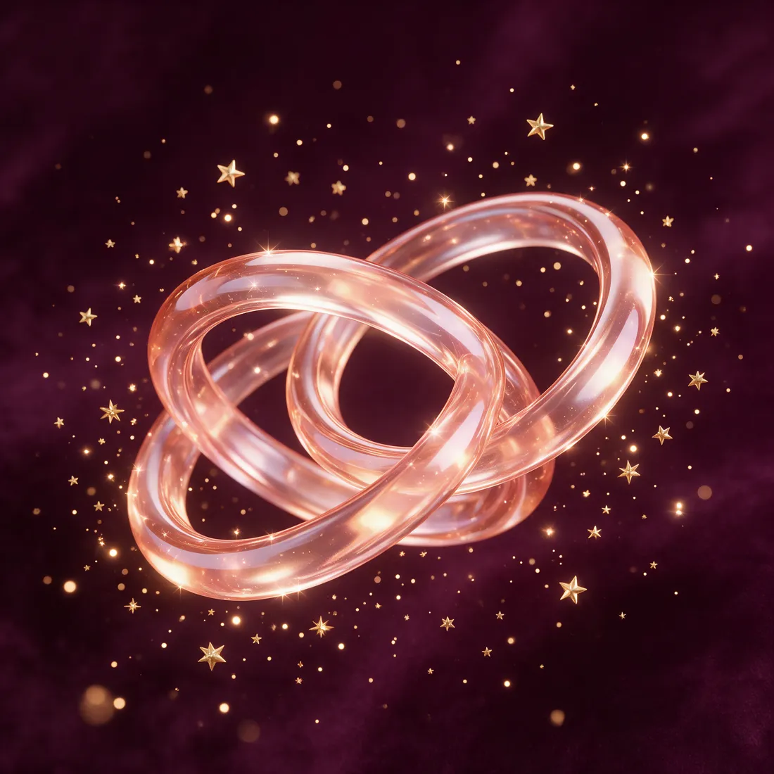 Two intertwined rings of rose-gold light