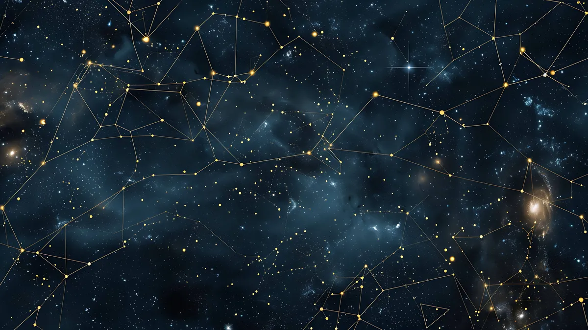 is he cheating: night sky constellations abstract illustration