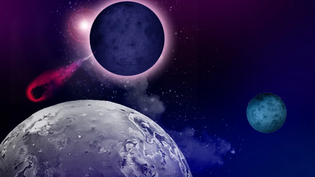 Venus and Mars planets night sky illustration