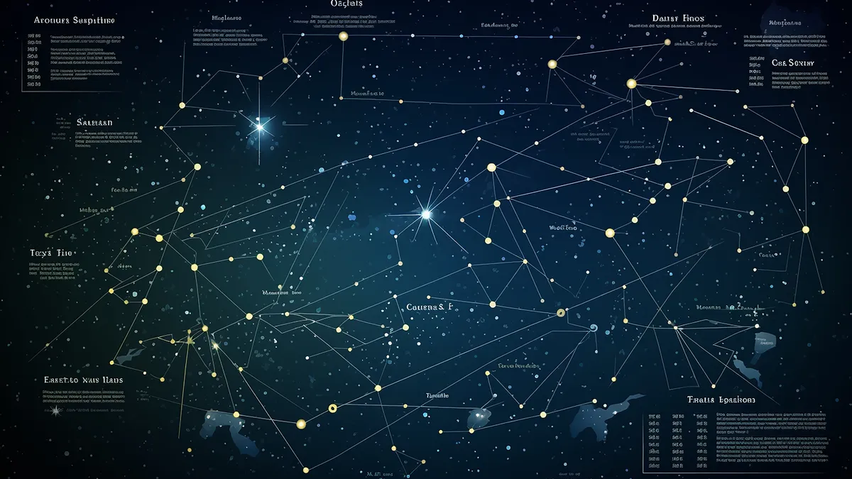 twin flame signs: starry night constellation chart illustration for this article
