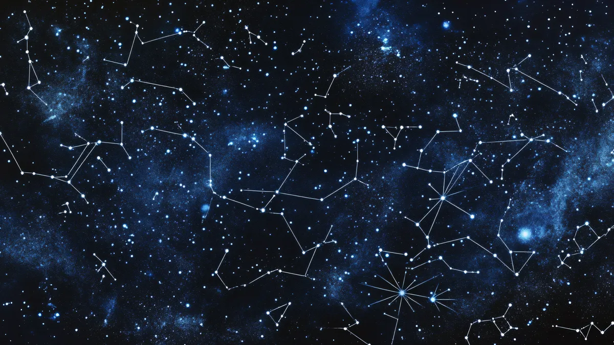 will she come back: starry night sky constellations illustration
